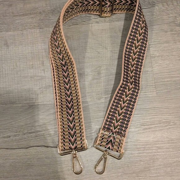 Accessories - Embroidered Replacement Purse Shoulder Bag Strap - Pink/ Rose/Gray/Beige